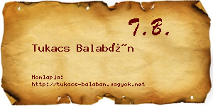 Tukacs Balabán névjegykártya